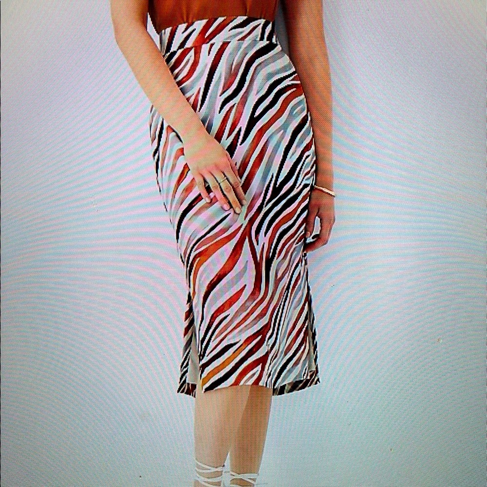 Ann Taylor striped side slit pencil skirt
